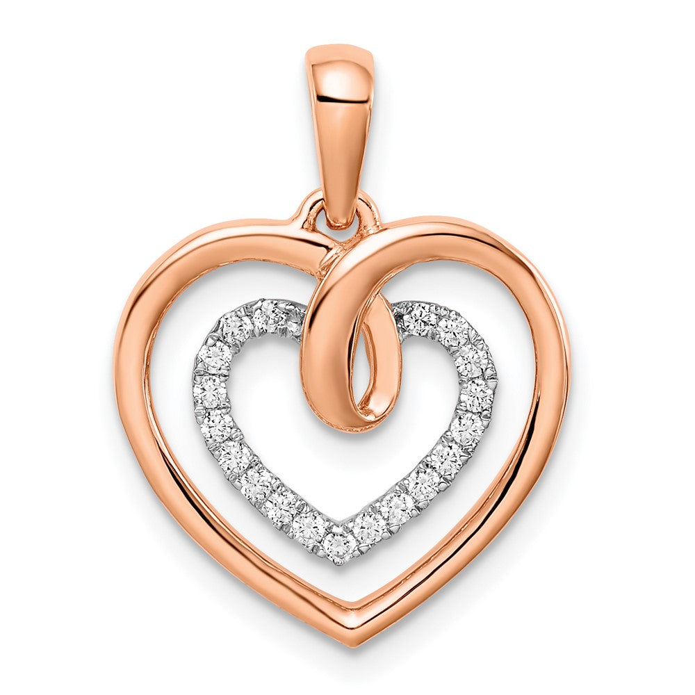 Heart Pendant with Diamonds in 14k White and Rose Gold