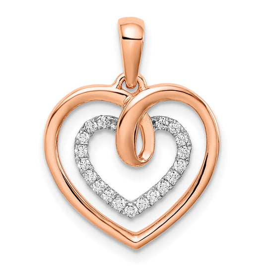Heart Pendant with Diamonds in 14k White and Rose Gold