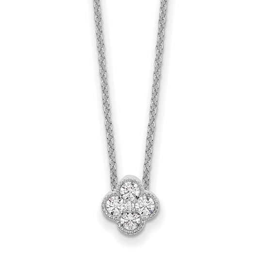 1/4 Quart Lab-Created Diamond Bloom Pendant Necklace in 10k White Gold, 18-Inch Chain