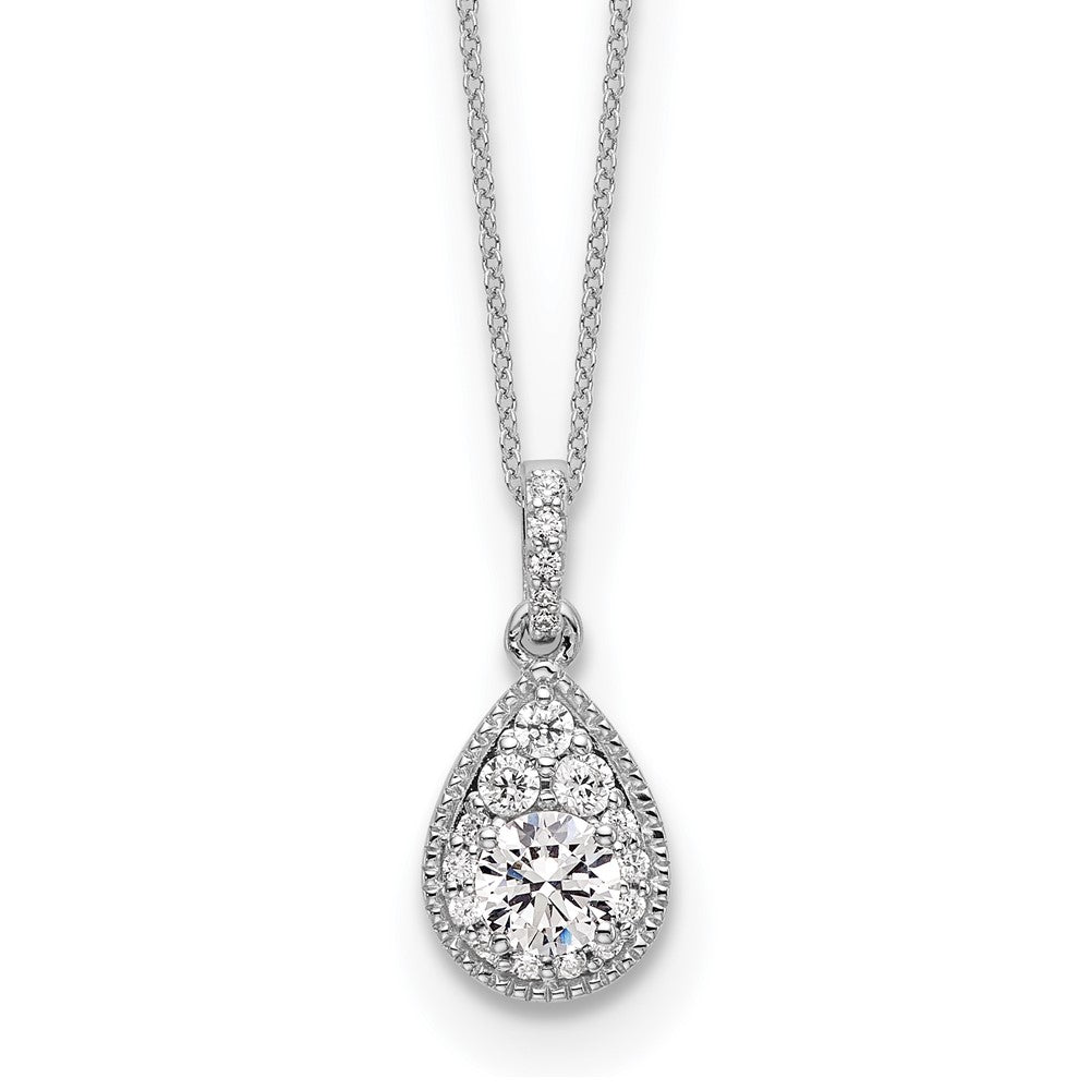 10k WG Teardrop Lab Grown VS/SI FGH Pendant with Chain