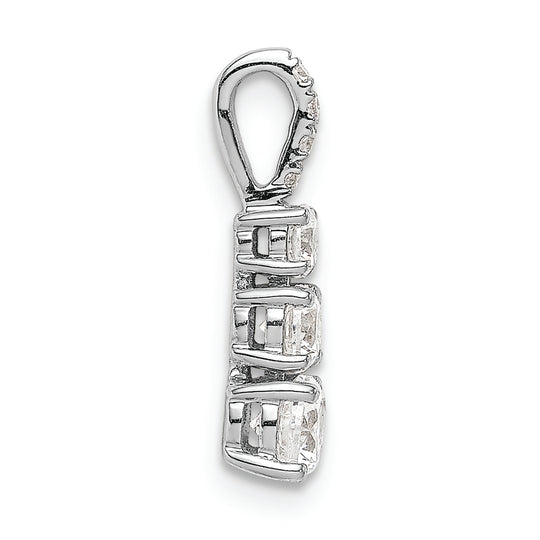 14k White Gold Lab Grown Diamond VS/SI FGH 3 Stone Pendant