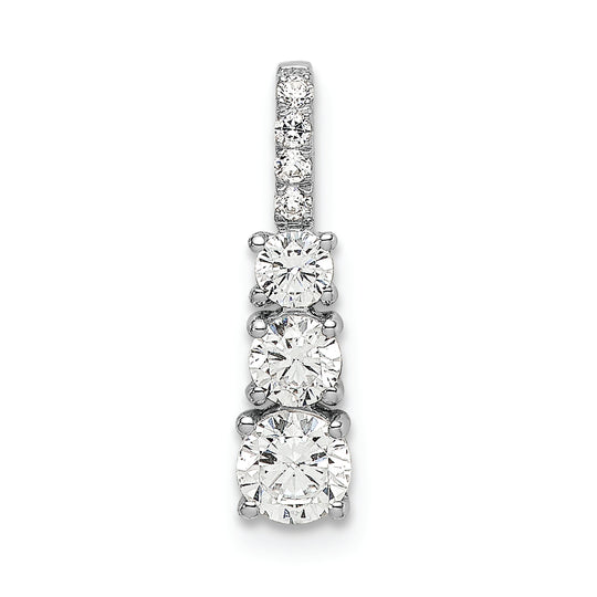 14k White Gold Lab Grown Diamond VS/SI FGH 3 Stone Pendant