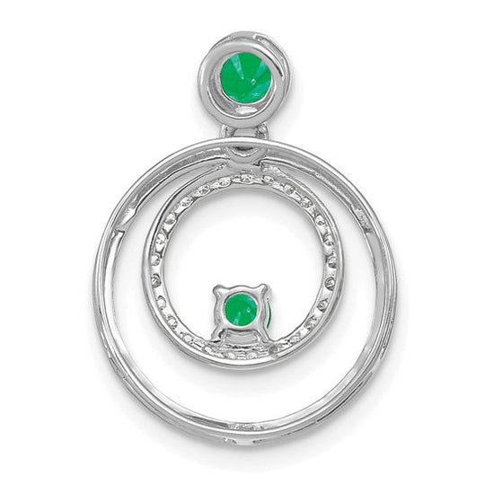 Circle Pendant with Emerald and Diamonds in 14k White Gold