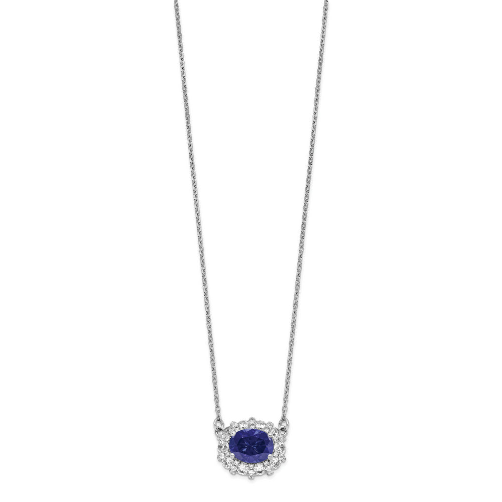 14K White Gold Necklace with Lab Created Sapphire and Lab Grown Diamonds