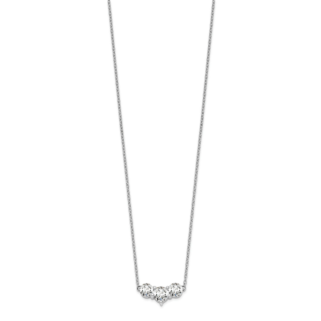 1 Carat Lab Created Diamond Three Stone Necklace in 14k White Gold