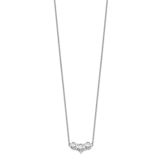 1 Carat Lab Created Diamond Three Stone Necklace in 14k White Gold