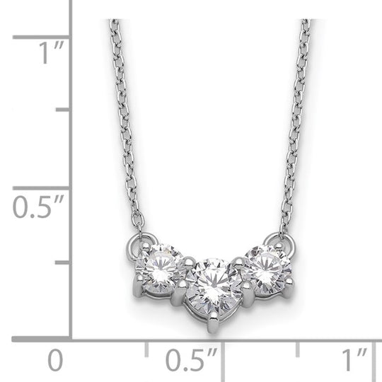 1 1/2 Carat Lab Created Diamond Three Stone Necklace in 14k White Gold