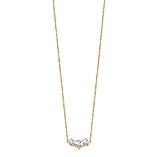 1 1/2 Carat Lab Created Diamond Three Stone Necklace in 14k Yellow Gold