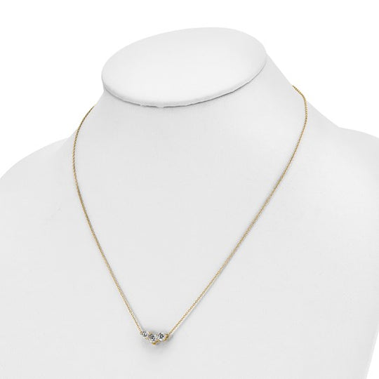 1 1/2 Carat Lab Created Diamond Three Stone Necklace in 14k Yellow Gold
