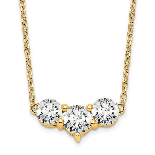 1 1/2 Carat Lab Created Diamond Three Stone Necklace in 14k Yellow Gold