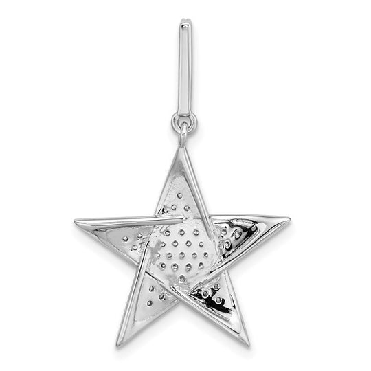Diamond Star Pendant in Polished 14k White Gold