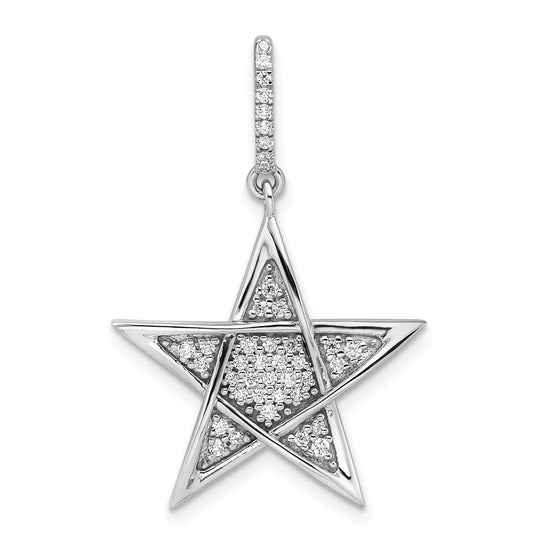 Diamond Star Pendant in Polished 14k White Gold
