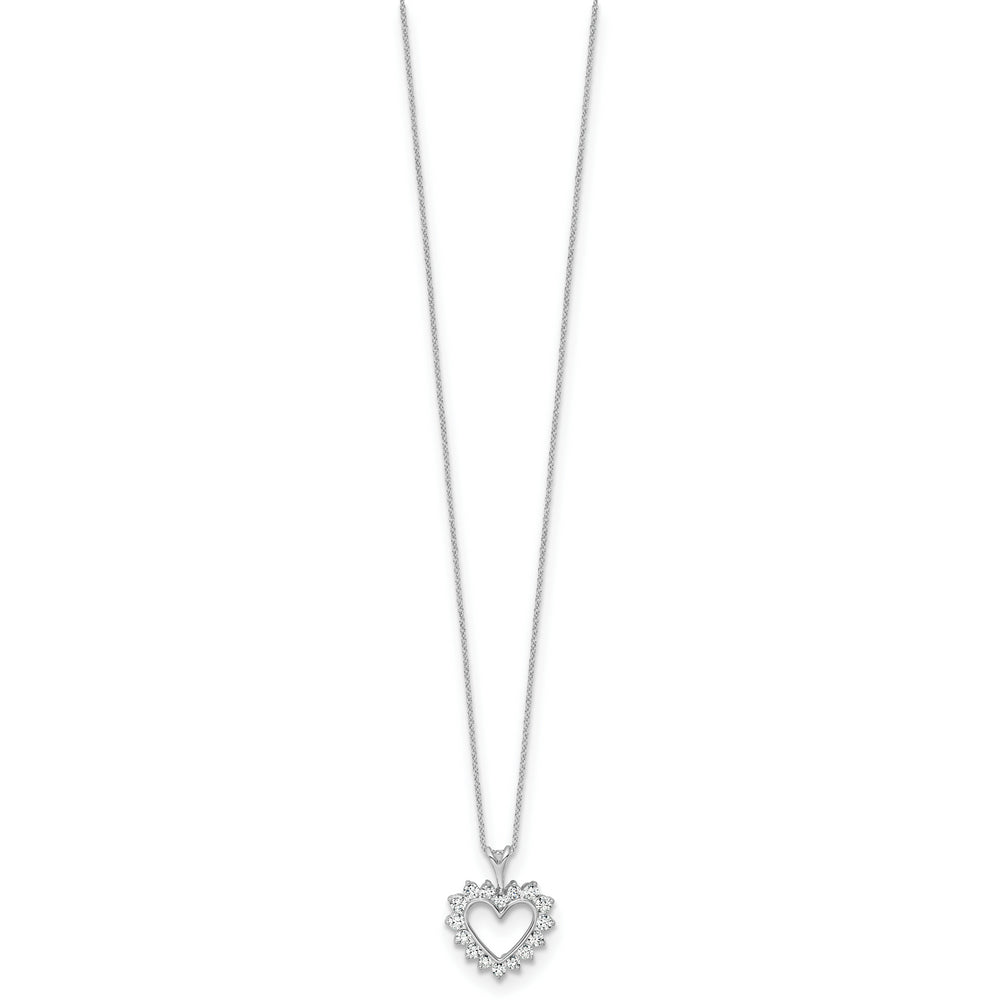 1/2 Quart Lab Created Diamond Heart Pendant Necklace in 10k White Gold, 18 Inch Chain