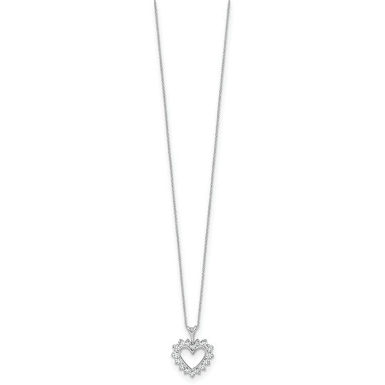 1/2 Quart Lab Created Diamond Heart Pendant Necklace in 10k White Gold, 18 Inch Chain