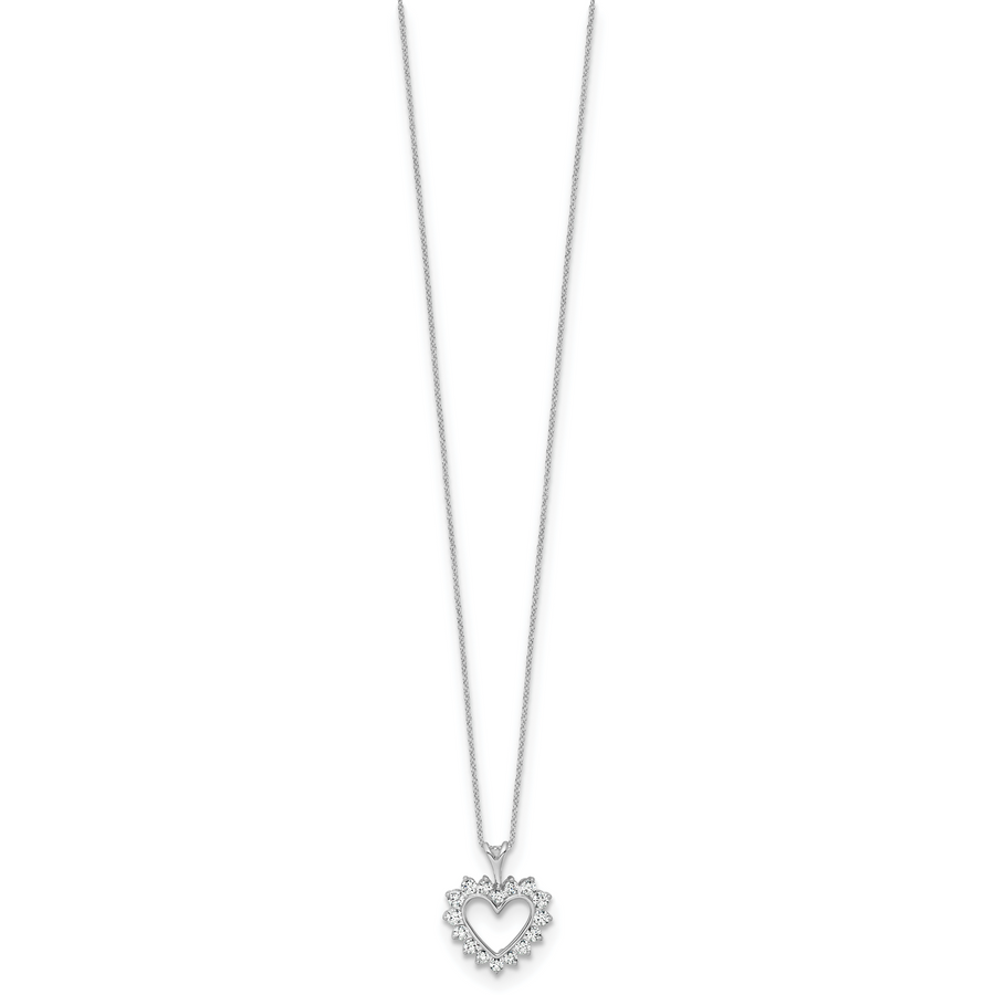 Collar con Colgante de Corazón de Diamante Creado en Laboratorio de 1/2 Quarata en Oro Blanco de 10k, Cadena de 18 Pulgadas
