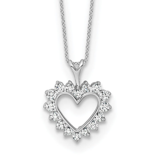 1/2 Quart Lab Created Diamond Heart Pendant Necklace in 10k White Gold, 18 Inch Chain