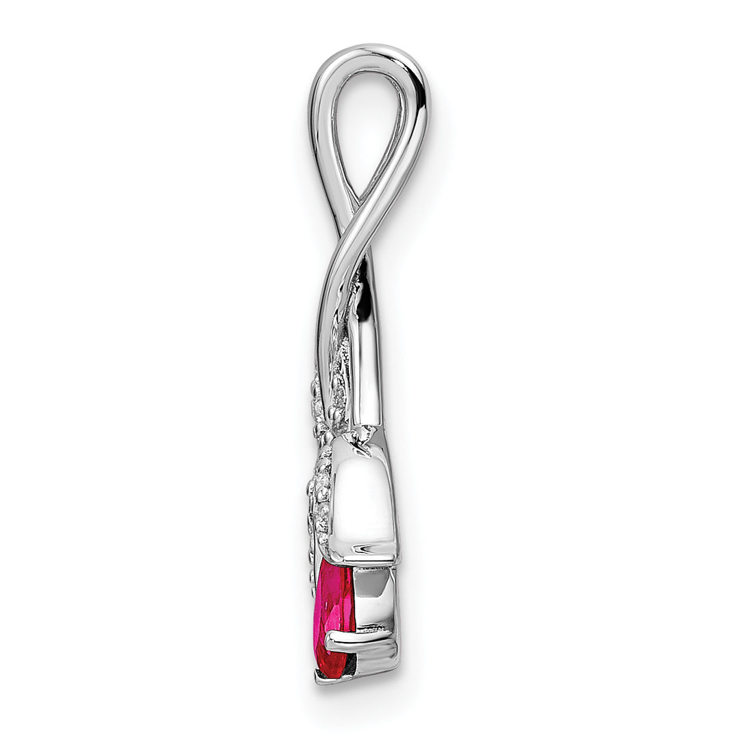 Floral Ruby and Diamond Slider Pendant in 14k White Gold