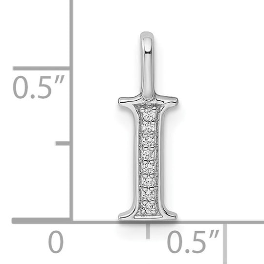 14K White Gold "I" Initial Pendant with Diamond