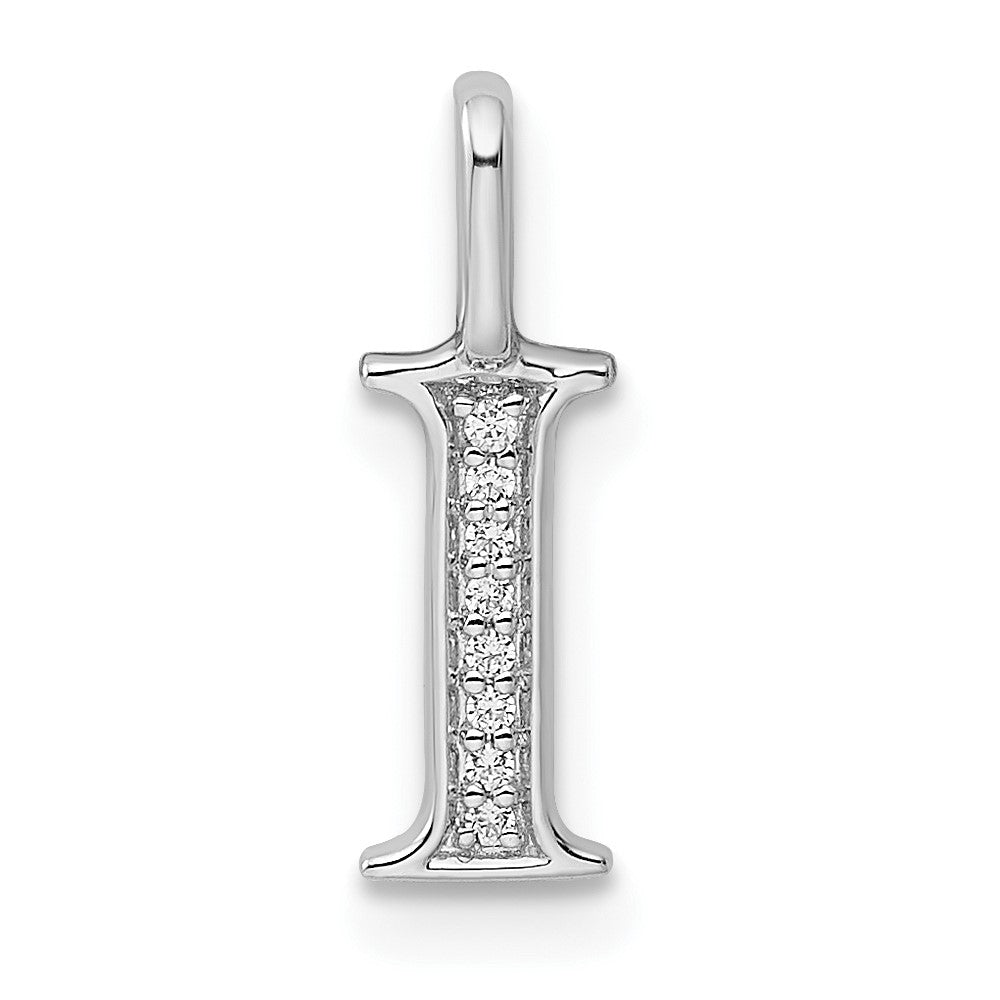 14K White Gold "I" Initial Pendant with Diamond