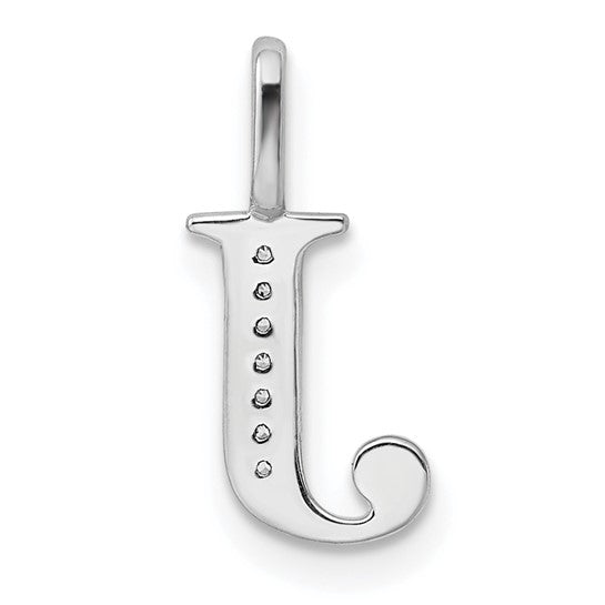 14k White Gold "J" Initial Pendant with Diamonds