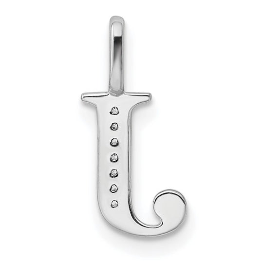 14k White Gold "J" Initial Pendant with Diamonds