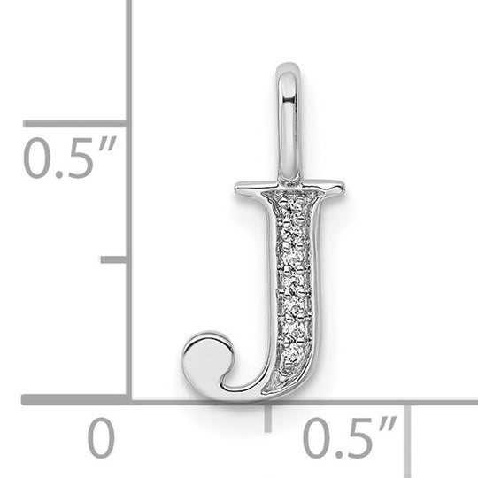 14k White Gold "J" Initial Pendant with Diamonds