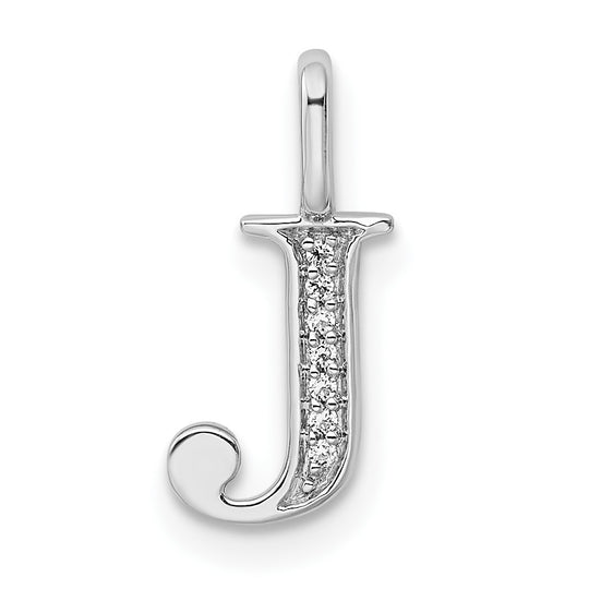 14k White Gold "J" Initial Pendant with Diamonds