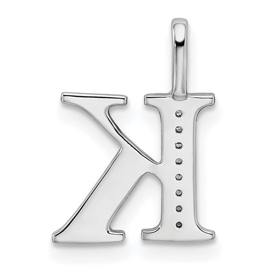 Initial Letter K Pendant with Diamonds in 14K White Gold