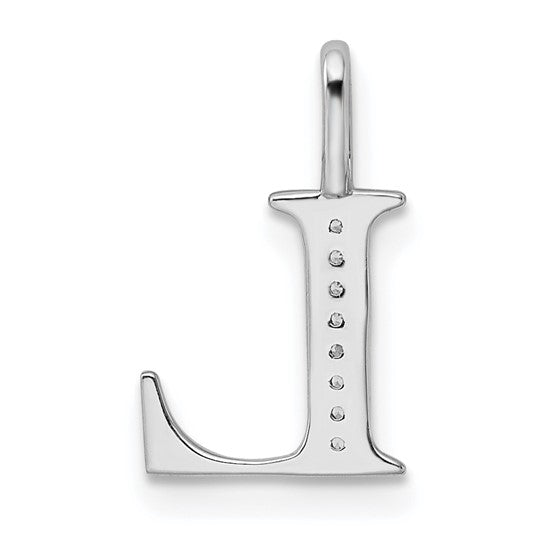 Dije Inicial Letra “L” con Diamantes en Oro Blanco de 14K