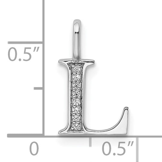 Dije Inicial Letra “L” con Diamantes en Oro Blanco de 14K