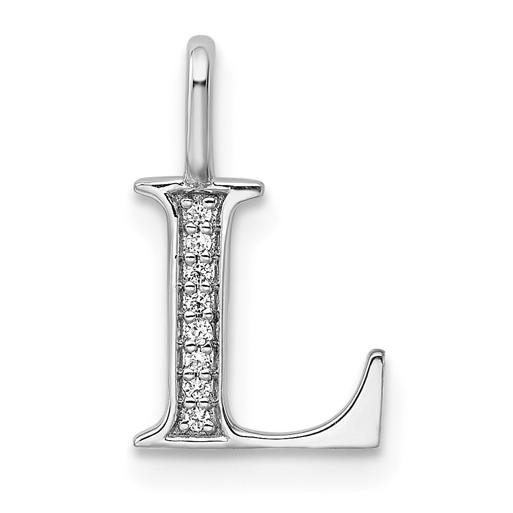 Dije Inicial Letra “L” con Diamantes en Oro Blanco de 14K