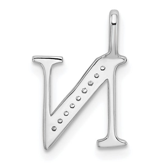 Dije con Letra “N” en Oro Blanco de 14K con Diamantes