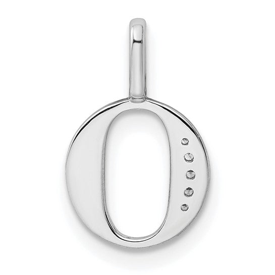 Dije Inicial Letra “O” en Oro Blanco de 14K con Diamantes