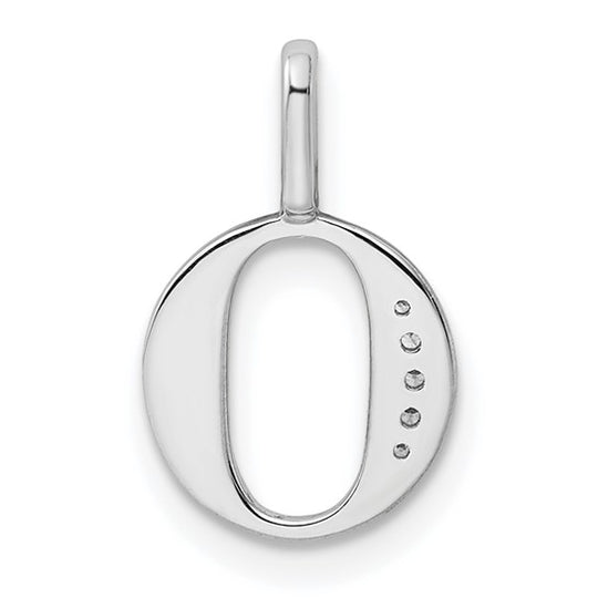 Dije Inicial Letra “O” en Oro Blanco de 14K con Diamantes