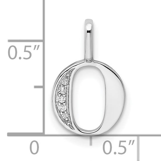 Dije Inicial Letra “O” en Oro Blanco de 14K con Diamantes
