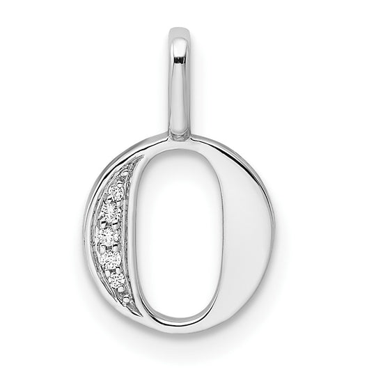 Dije Inicial Letra “O” en Oro Blanco de 14K con Diamantes