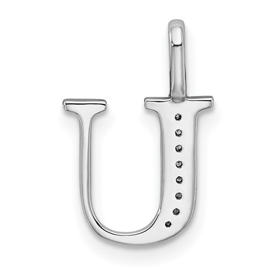 14k White Gold "U" Initial Pendant with Diamonds
