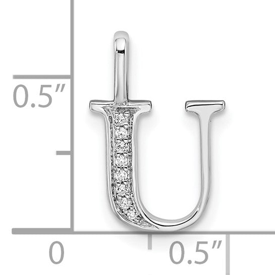 14k White Gold "U" Initial Pendant with Diamonds