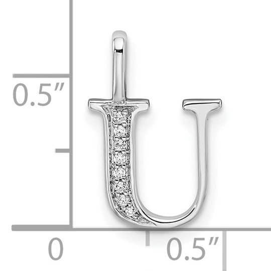 14k White Gold "U" Initial Pendant with Diamonds