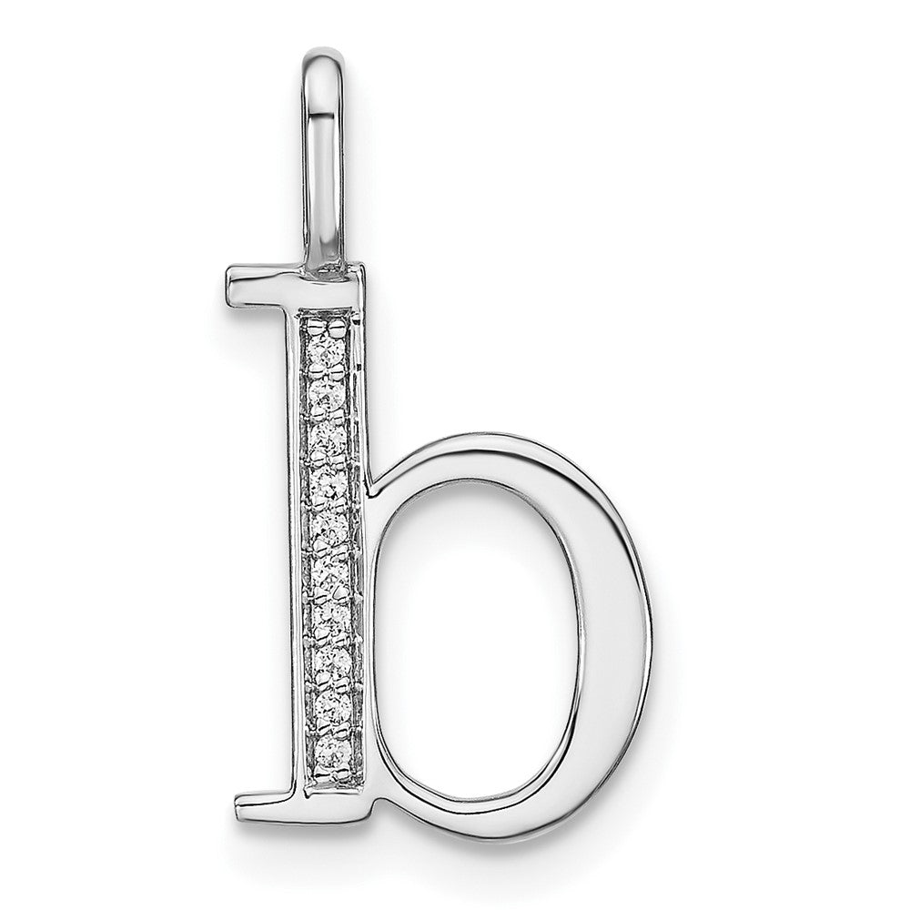 14k White Gold Lowercase Initial B Pendant with Diamond
