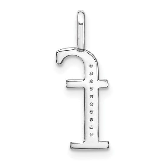 Colgante de Letra "F" Minúscula en Oro Blanco de 14k con Diamantes