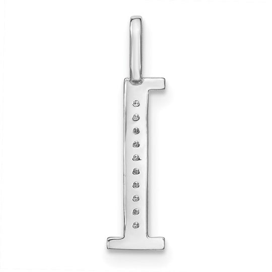 Colgante Letra “l” Minúscula en Oro Blanco de 14K con Diamante