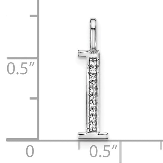Colgante Letra “l” Minúscula en Oro Blanco de 14K con Diamante