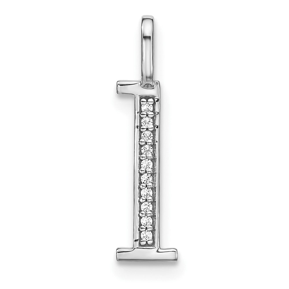 Colgante Letra “l” Minúscula en Oro Blanco de 14K con Diamante