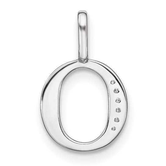 Dije Inicial Letra "o" Minúscula con Diamante en Oro Blanco de 14K