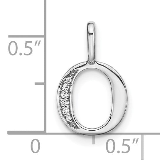 Dije Inicial Letra "o" Minúscula con Diamante en Oro Blanco de 14K