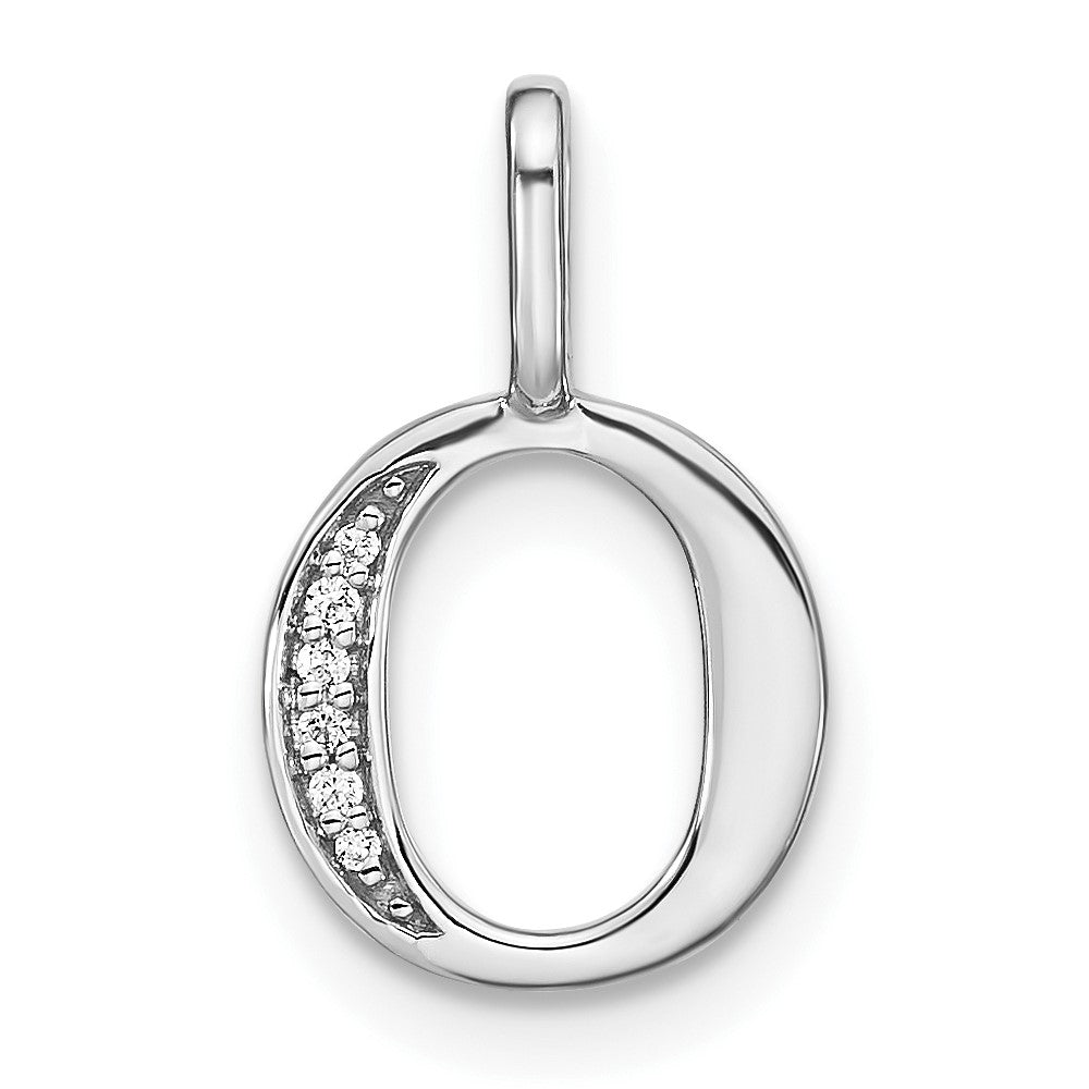 Dije Inicial Letra "o" Minúscula con Diamante en Oro Blanco de 14K
