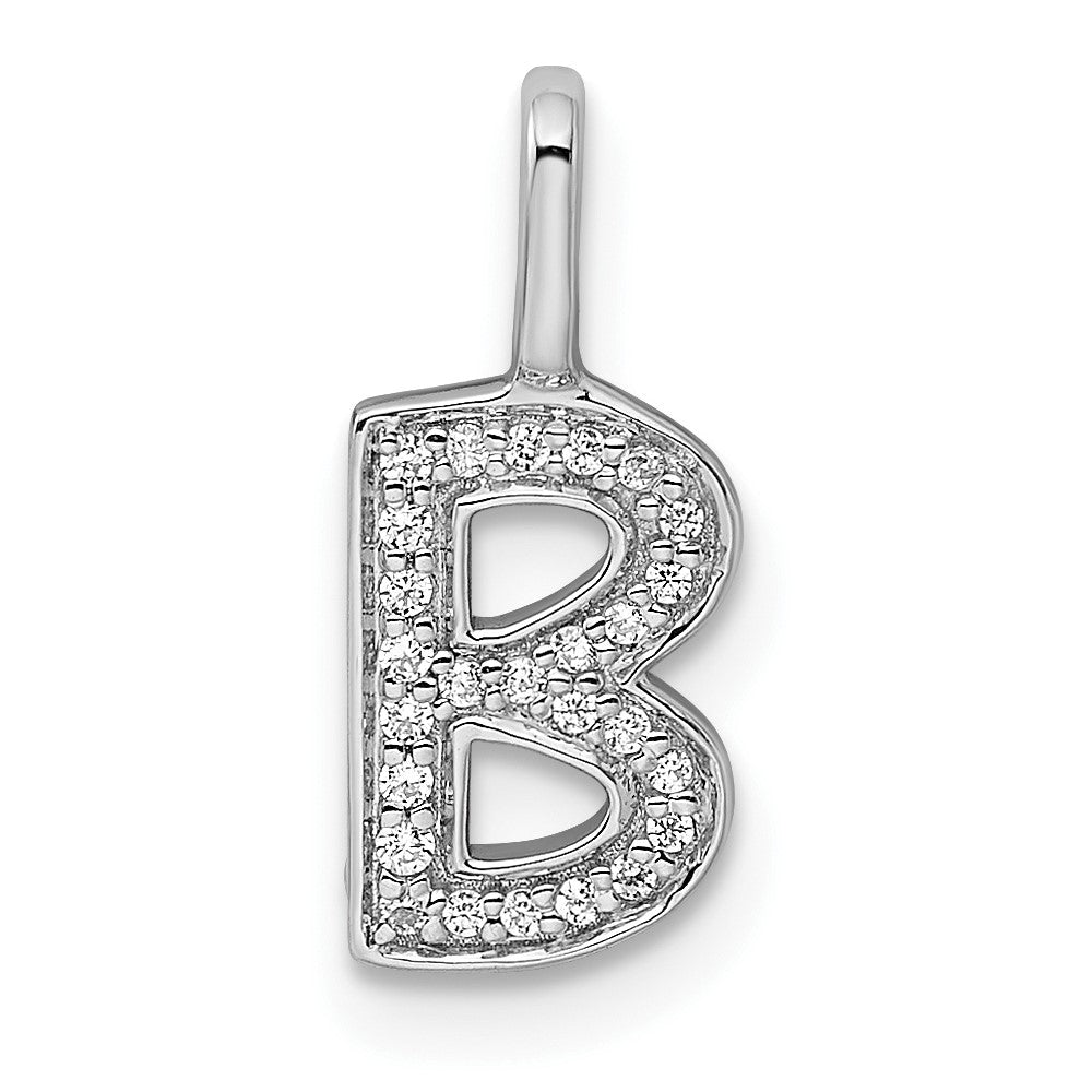 Initial Letter B Pendant in 14k White Gold with Diamond