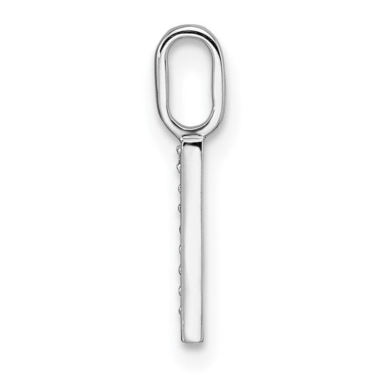 14K White Gold "I" Initial Pendant with Diamond