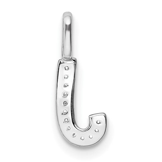 14k White Gold Diamond "J" Initial Pendant